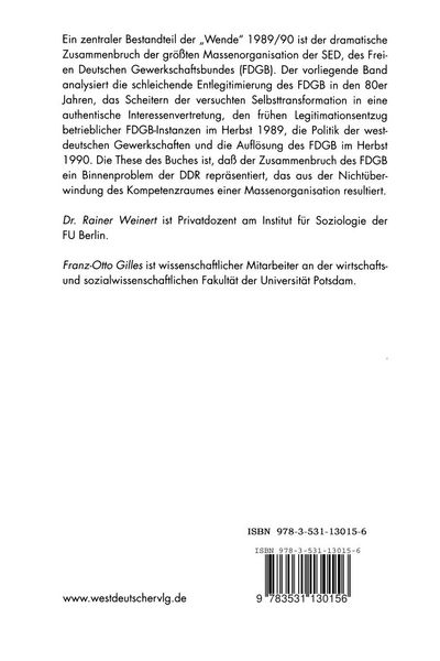 Produktbild: Der Zusammenbruch des Freien Deutschen Gewerkschaftsbundes (FDGB)