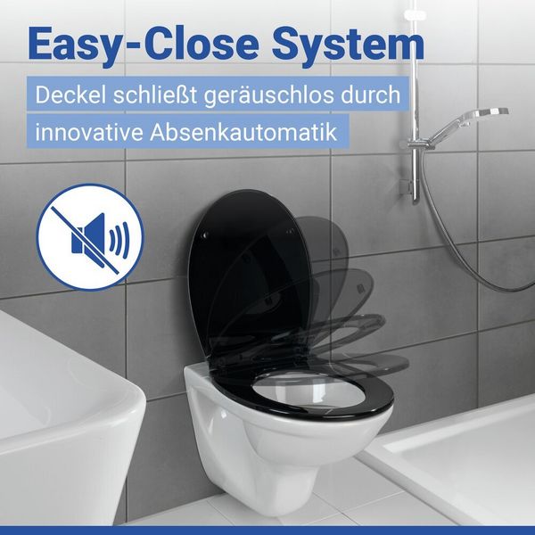 Produktbild: WC Sitz Mod. Kos Schwarz, Toilettendeckel mit Absenkautomatik