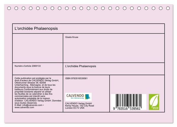 Produktbild: L'orchid&eacute;e Phalaenopsis (Calendrier de bureau 2026 DIN A5 vertical), CALVENDO calendrier mensuel