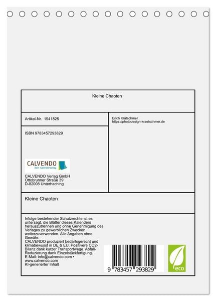 Produktbild: Kleine Chaoten (Tischkalender 2026 DIN A5 hoch), CALVENDO Monatskalender