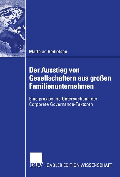 Der Ausstieg von Gesellschaftern aus großen Familienunternehmen, Taschenbuch von Matthias Redlefsen, Deutscher Universitätsverlag, 9783824481002