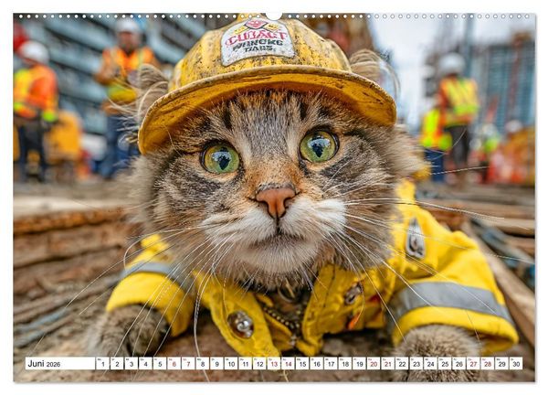 Produktbild: Katzipations - Berufskatzen im Einsatz (hochwertiger Premium Wandkalender 2026 DIN A2 quer), Kunstdruck in Hochglanz