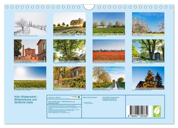 Produktbild: K&ouml;ln Widdersdorf - Bl&uuml;tentr&auml;ume und l&auml;ndliche Idylle (Wandkalender 2026 DIN A4 quer), CALVENDO Monatskalender