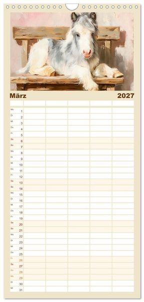Produktbild: Familienplaner 2027 - Zauberhafte Ponys. Kleine Pferdchen in lieblicher &Ouml;loptik mit 5 Spalten (Wandkalender, 21 x 45 cm) CALVENDO