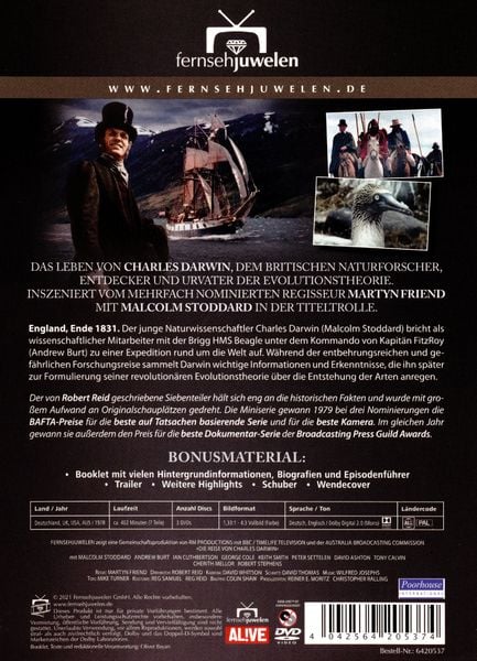 Produktbild: Die Reise von Charles Darwin - Die komplette Serie in 7 Teilen (Fernsehjuwelen) (3 DVDs)
