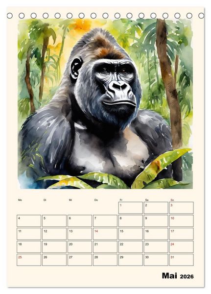 Produktbild: Schimpansen & Gorillas (Tischkalender 2026 DIN A5 hoch), CALVENDO Monatskalender