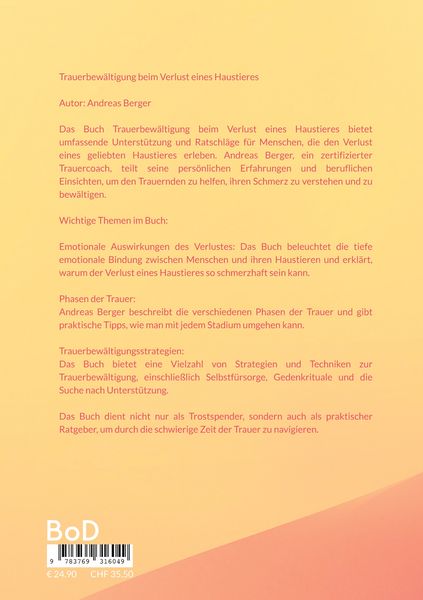 Produktbild: Trauerbew&auml;ltigung beim Verlust eines Haustieres