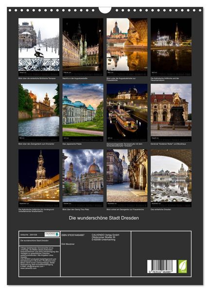 Produktbild: Die wundersch&ouml;ne Stadt Dresden (Wandkalender 2026 DIN A3 hoch), CALVENDO Monatskalender