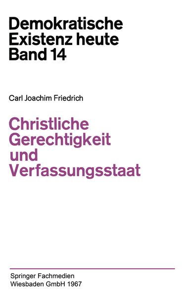 Produktbild: Christliche Gerechtigkeit und Verfassungsstaat