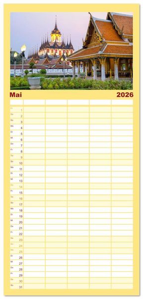 Produktbild: Familienplaner 2026 - BANGKOK Hauptstadt von Thailand mit 5 Spalten (Wandkalender, 21 x 45 cm) CALVENDO
