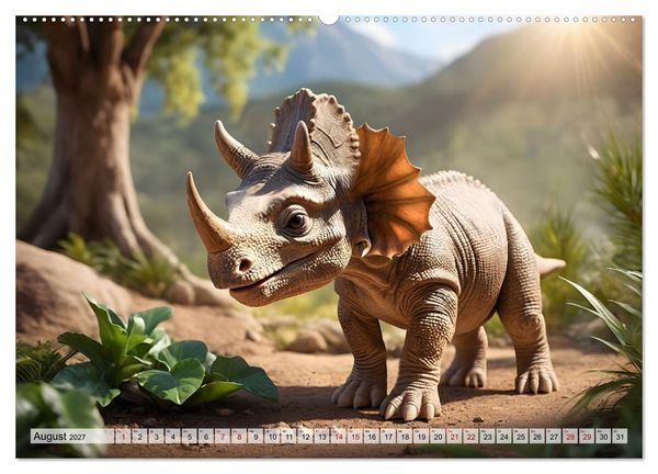 Produktbild: Pr&auml;historische Kinderstube - niedliche Tierkinder der Urzeit (hochwertiger Premium Wandkalender 2027 DIN A2 quer), Kunstdruck in Hochglanz