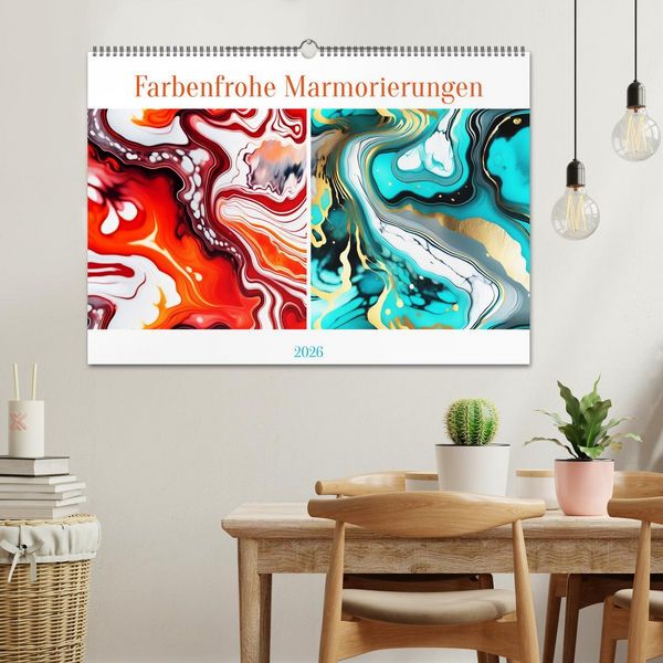 Produktbild: Farbenfrohe Marmorierungen (Wandkalender 2026 DIN A2 quer), CALVENDO Monatskalender