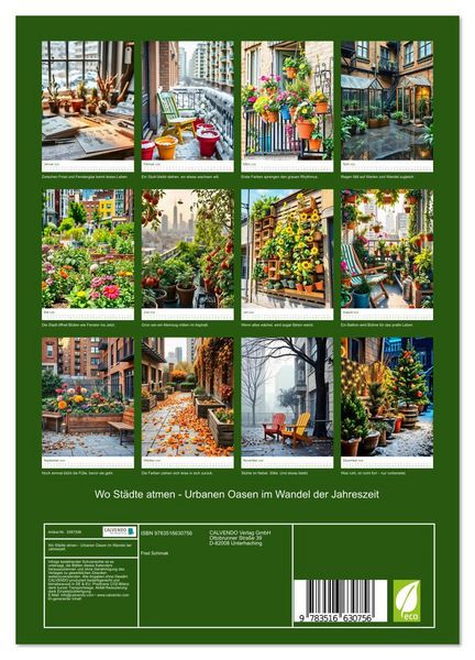 Produktbild: Wo St&auml;dte atmen - Urbanen Oasen im Wandel der Jahreszeit (Wandkalender 2026 DIN A4 hoch), CALVENDO Monatskalender