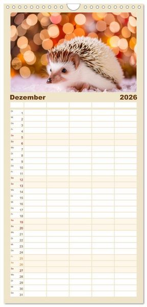Produktbild: Familienplaner 2026 - Mein Igel-Kalender mit 5 Spalten (Wandkalender, 21 x 45 cm) CALVENDO