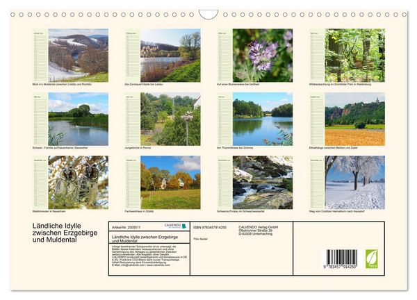 Produktbild: L&auml;ndliche Idylle zwischen Erzgebirge und Muldental (Wandkalender 2026 DIN A3 quer), CALVENDO Monatskalender