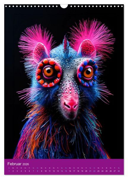 Produktbild: Neon-Evolution - Fluoreszierende Fantasietiere der KI-Welt (Wandkalender 2026 DIN A3 hoch), CALVENDO Monatskalender