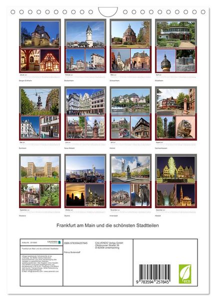 Produktbild: Frankfurt am Main und die sch&ouml;nsten Stadtteilen (Wandkalender 2027 DIN A4 hoch), CALVENDO Monatskalender