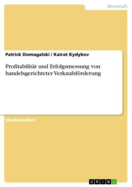 Produktbild: Profitabilit&auml;t und Erfolgsmessung von handelsgerichteter Verkaufsf&ouml;rderung