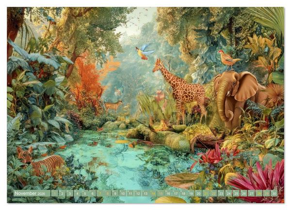 Produktbild: Tierische Dschungelkreaturen - Der Fantasie entsprungen (Wandkalender 2026 DIN A3 quer), CALVENDO Monatskalender