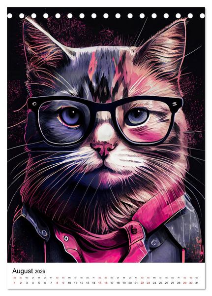Produktbild: Hipster Katzen (Tischkalender 2026 DIN A5 hoch), CALVENDO Monatskalender