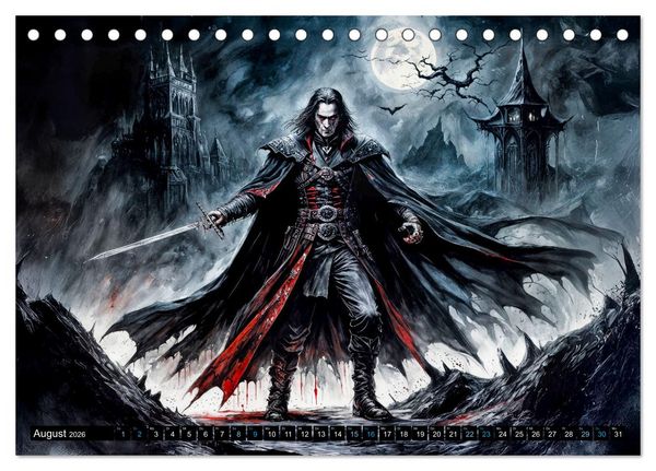 Produktbild: Finsternis der Vampire - Mystischer d&uuml;sterer Fantasy Kalender (Tischkalender 2026 DIN A5 quer), CALVENDO Monatskalender
