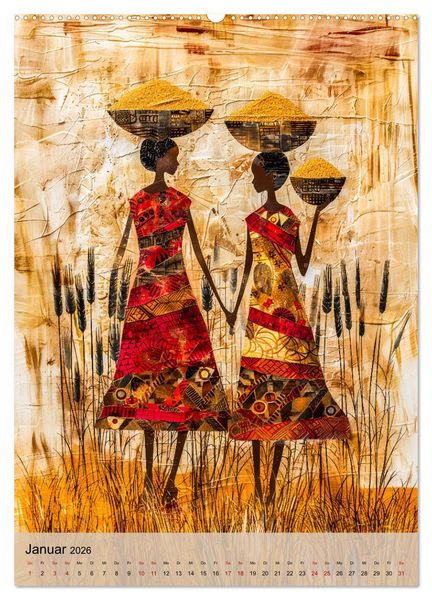 Produktbild: Afrikanische Eleganz - Illustrationen in harmonischen Farben (Wandkalender 2026 DIN A2 hoch), CALVENDO Monatskalender
