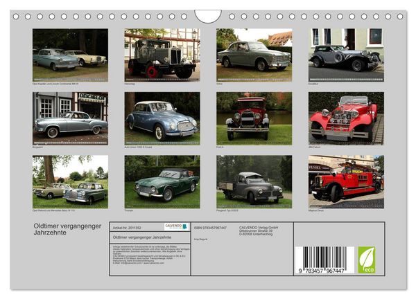 Produktbild: Oldtimer vergangenger Jahrzehnte (Wandkalender 2026 DIN A4 quer), CALVENDO Monatskalender