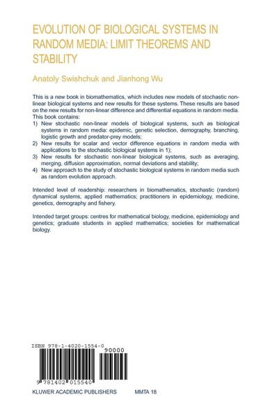 Produktbild: Evolution of Biological Systems in Random Media: Limit Theorems and Stability