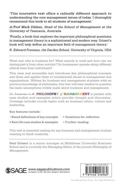 Produktbild: An Introduction to the Philosophy of Management