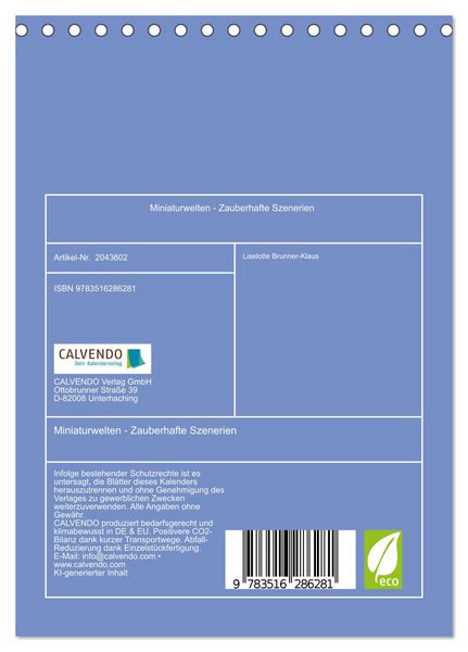 Produktbild: Miniaturwelten - Zauberhafte Szenerien (Tischkalender 2026 DIN A5 hoch), CALVENDO Monatskalender