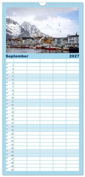 Produktbild: Familienplaner 2027 - Licht des Nordens - LOFOTEN mit 5 Spalten (Wandkalender, 21 x 45 cm) CALVENDO