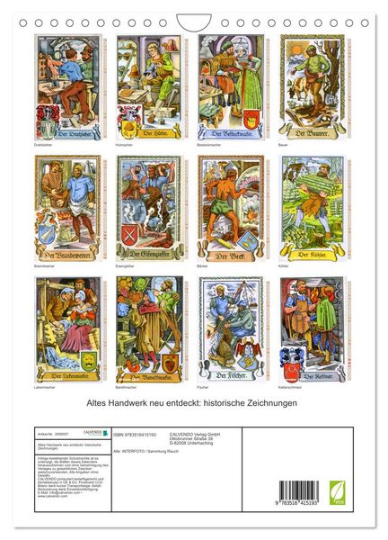 Produktbild: Altes Handwerk: Historische Zeichnungen neu entdeckt (Wandkalender 2026 DIN A4 hoch), CALVENDO Monatskalender