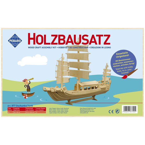 Produktbild: PEBARO 877 - Holzbausatz Dschunke, 53 Teile, Holzkonstruktion zum Zusammenstecken