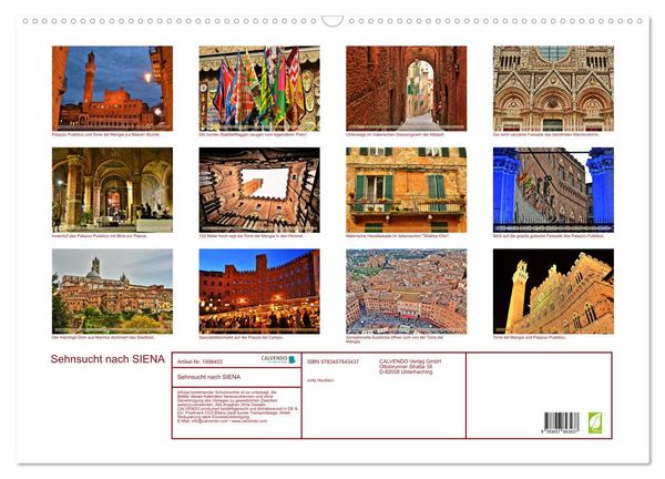 Produktbild: Sehnsucht nach SIENA (Wandkalender 2026 DIN A2 quer), CALVENDO Monatskalender