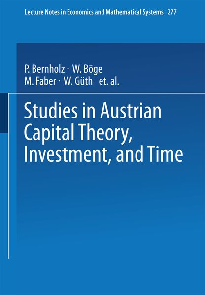 Produktbild: Studies in Austrian Capital Theory, Investment, and Time