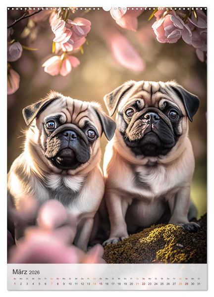 Produktbild: Mein Mops-Kalender (hochwertiger Premium Wandkalender 2026 DIN A2 hoch), Kunstdruck in Hochglanz