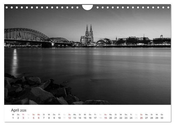 Produktbild: K&ouml;ln - monochrome Ansichten (Wandkalender 2026 DIN A4 quer), CALVENDO Monatskalender