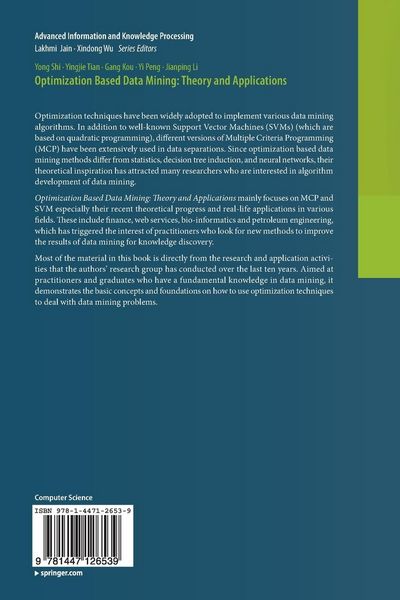Produktbild: Optimization Based Data Mining: Theory and Applications