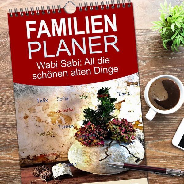Produktbild: Familienplaner 2026 - Wabi Sabi: All die sch&ouml;nen alten Dinge mit 5 Spalten (Wandkalender, 21 x 45 cm) CALVENDO