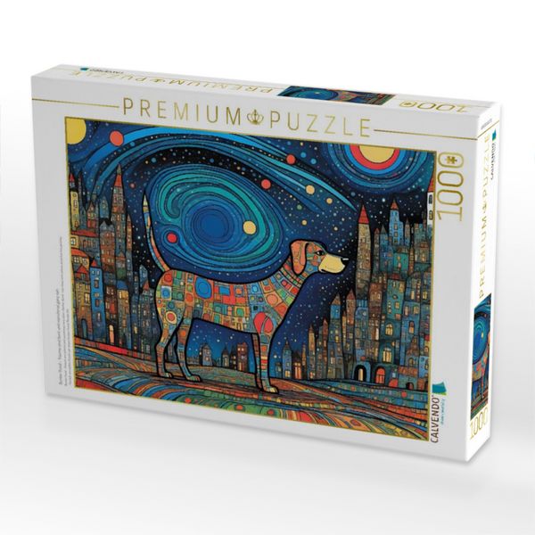 Produktbild: CALVENDO Puzzle Bunter Hund - Tr&auml;ume sind bunt und manchmal ganz nah | 1000 Teile Lege-Gr&ouml;&szlig;e 64x48cm Foto-Puzzle f&uuml;r gl&uuml;ckliche Stunden