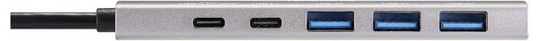 Produktbild: Renkforce RF-6676604 USB-Hub 3+1 Port USB-A, USB-C&reg; USB 3.2 Gen1 5 GBit/s mit Aluminiumgeh&auml;use, USB-C&reg; PD Ladeanschluss Grau RF-USBH-300