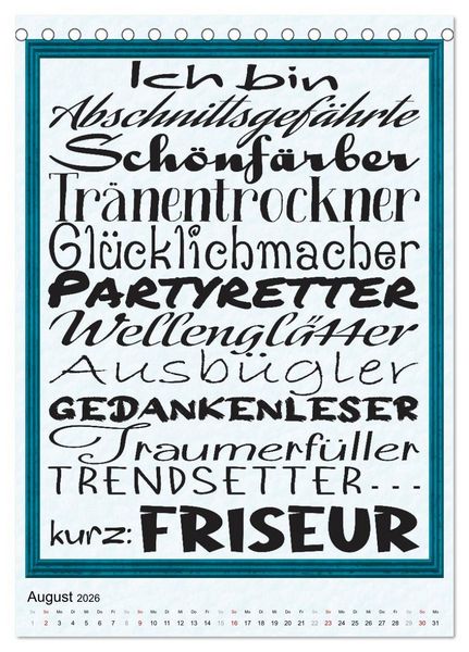 Produktbild: Friseur-Spr&uuml;che (Tischkalender 2026 DIN A5 hoch), CALVENDO Monatskalender