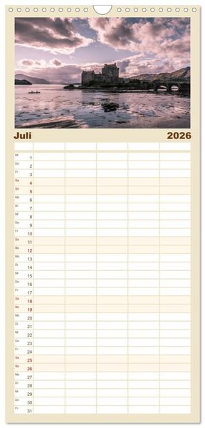 Produktbild: Familienplaner 2026 - Die Highlands - Schottlands rauher Nordwesten mit 5 Spalten (Wandkalender, 21 x 45 cm) CALVENDO