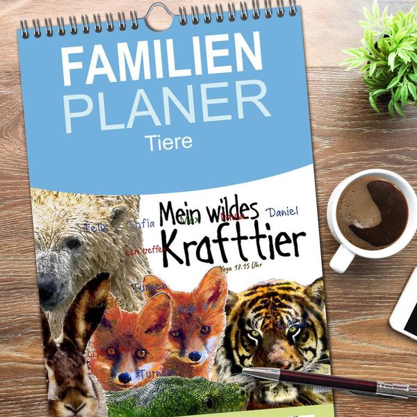 Produktbild: Familienplaner 2026 - Mein wildes Krafttier voller Achtsamkeit mit 5 Spalten (Wandkalender, 21 x 45 cm) CALVENDO