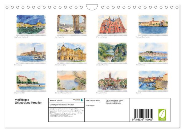 Produktbild: Vielf&auml;ltiges Urlaubsland Kroatien (Wandkalender 2026 DIN A4 quer), CALVENDO Monatskalender