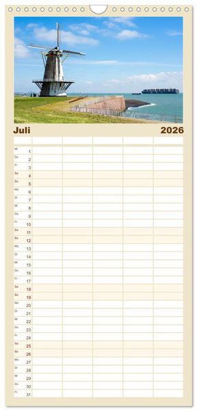 Produktbild: Familienplaner 2026 - Zeeland mit 5 Spalten (Wandkalender, 21 x 45 cm) CALVENDO