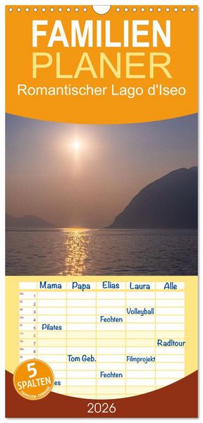 Produktbild: Familienplaner 2026 - Romantischer Lago d'Iseo mit 5 Spalten (Wandkalender, 21 x 45 cm) CALVENDO