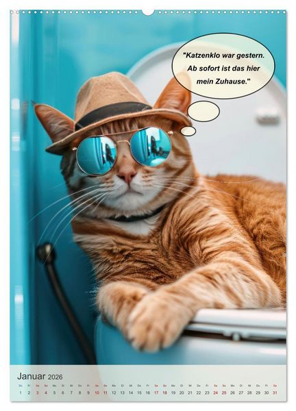 Produktbild: Tierisch lustiger Toilettenhumor (hochwertiger Premium Wandkalender 2026 DIN A2 hoch), Kunstdruck in Hochglanz