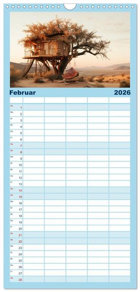 Produktbild: Familienplaner 2026 - Baumh&auml;user - Traumhafte Luftschl&ouml;sser mit 5 Spalten (Wandkalender, 21 x 45 cm) CALVENDO
