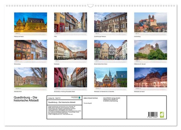 Produktbild: Quedlinburg - Die historische Altstadt (Wandkalender 2026 DIN A2 quer), CALVENDO Monatskalender
